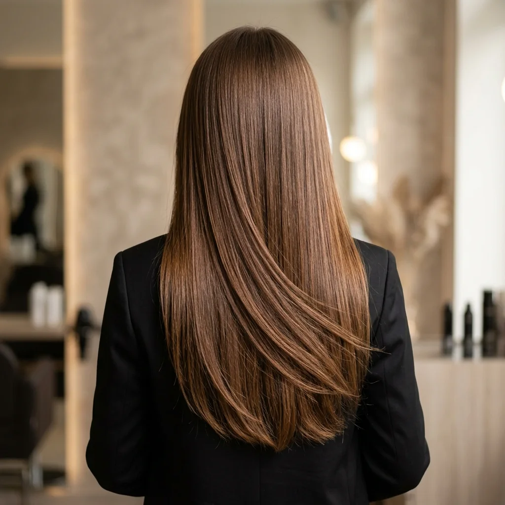 Natural keratin straightening with movement