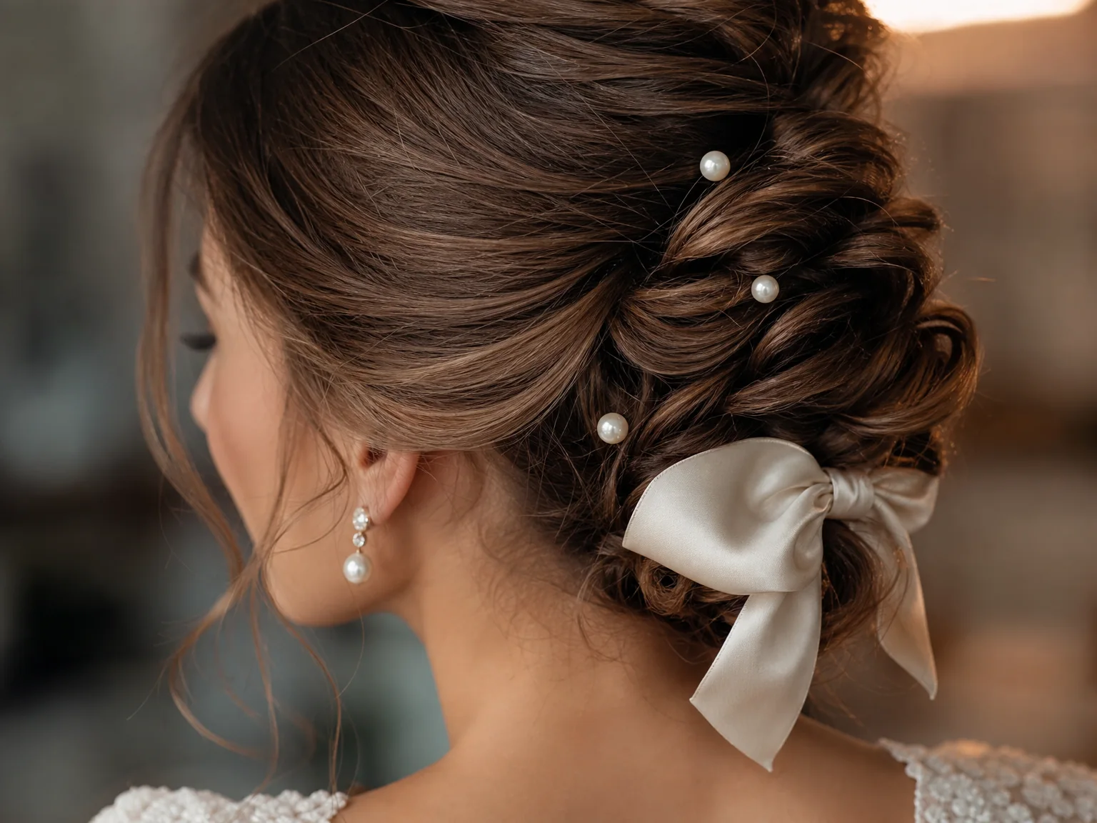Bridal accessories with pearls and bow