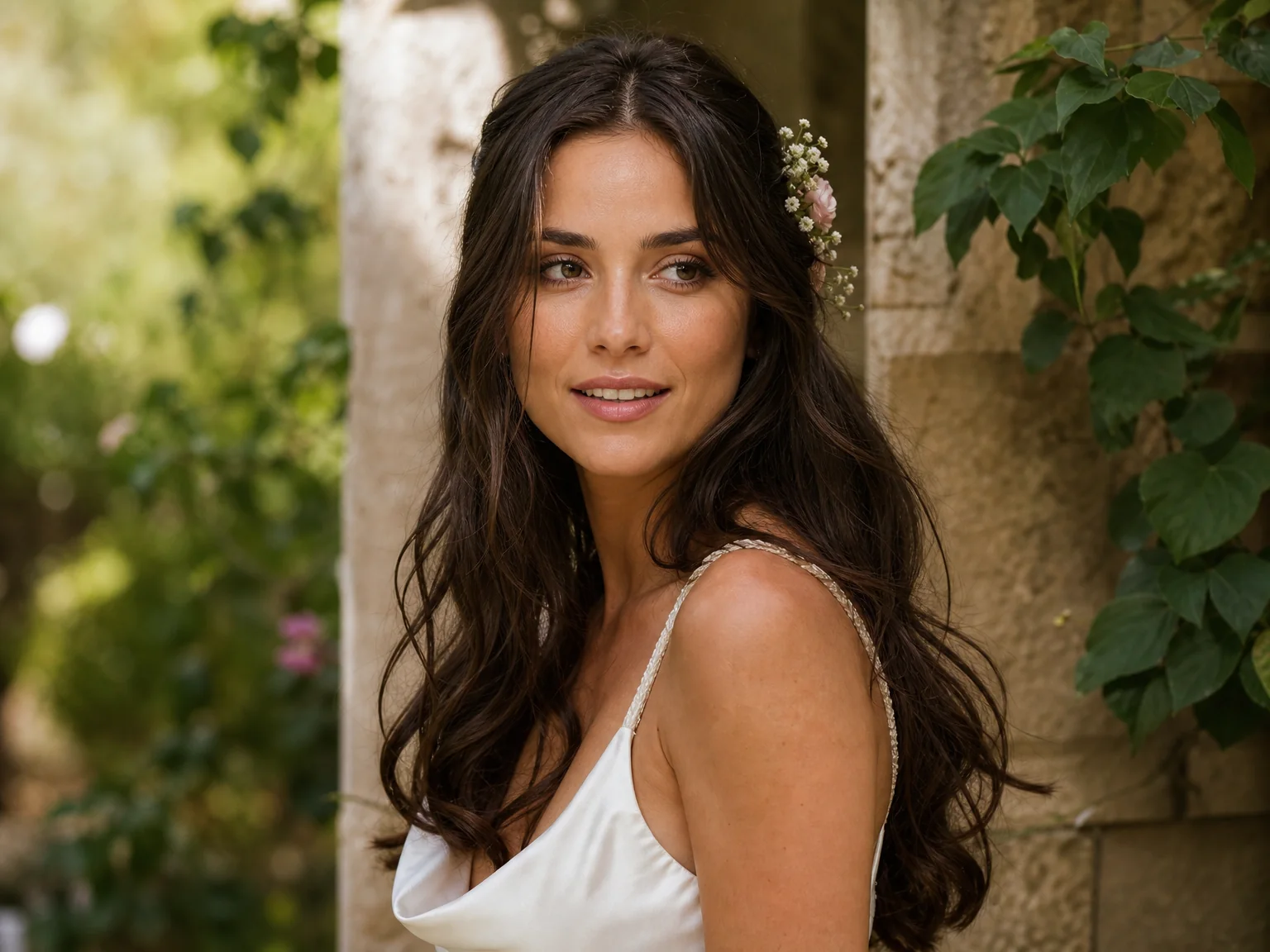 Bride with loose natural waves