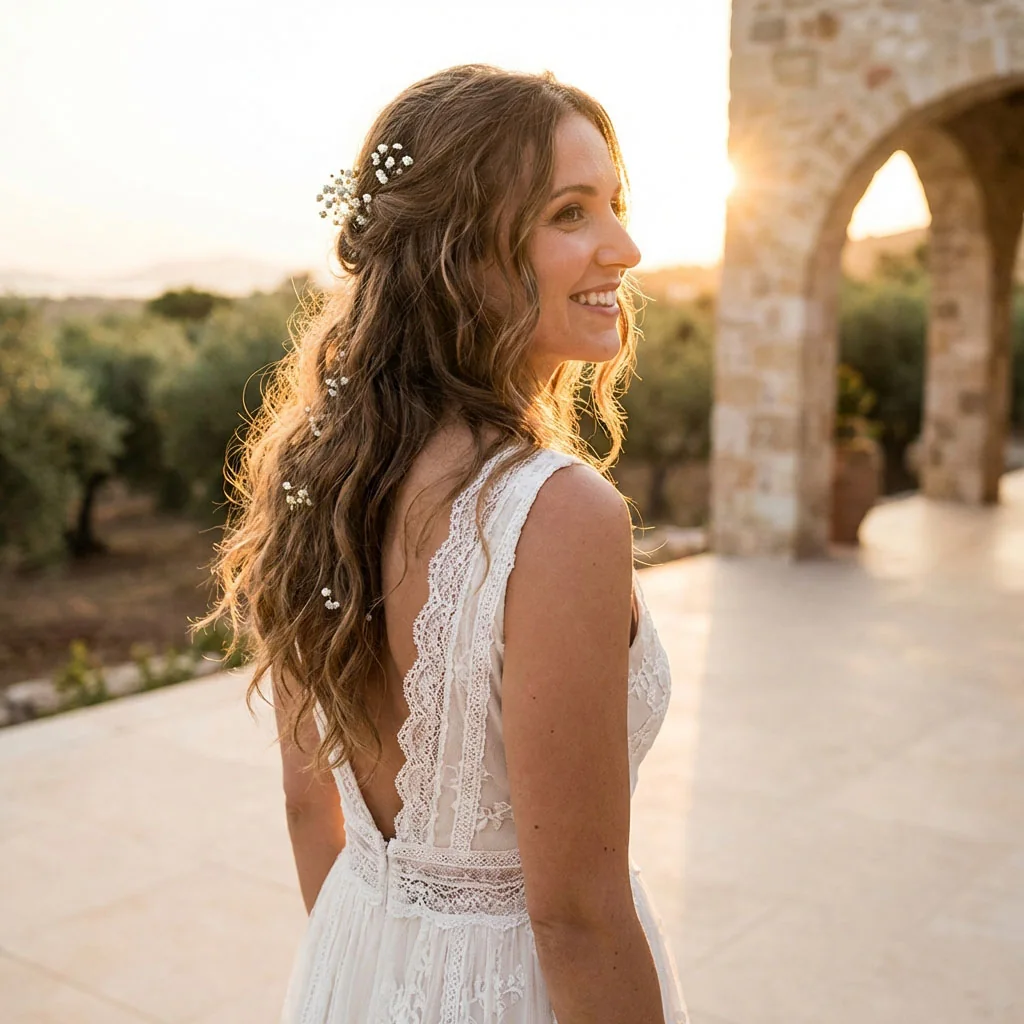 Bride with loose natural waves